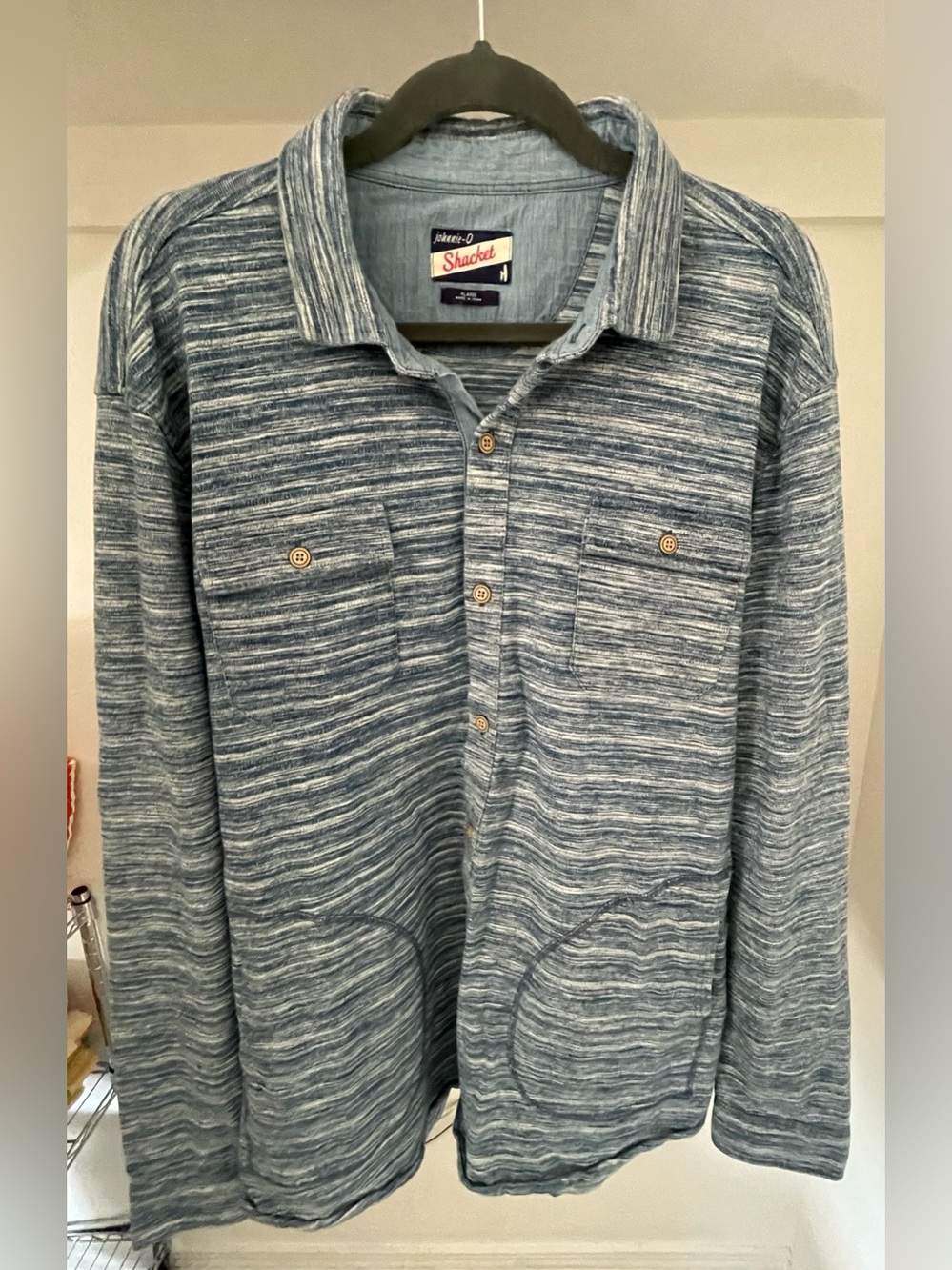 Johnnie O Shacket Botton Down Men’s  Size XL Cotton Indigo Blue Coastal